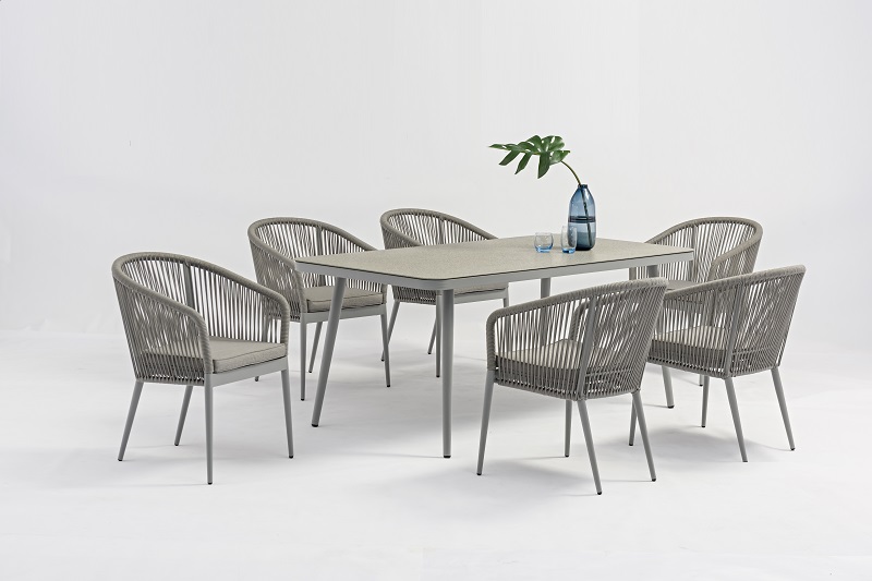 Factory Price For	Hanging Chairs	- Garden Furniture  ECCO Alum. Olefin Rope Dining Set With Rectangle Table And 6 Chairs – Jacrea