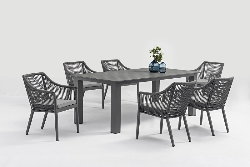 2017 Latest Design Sofa Furniture - Outdoor Furniture SIENA Alum. Rope Dining 7pcs Set 220x100cm Alum. Table Durable Leg – Jacrea